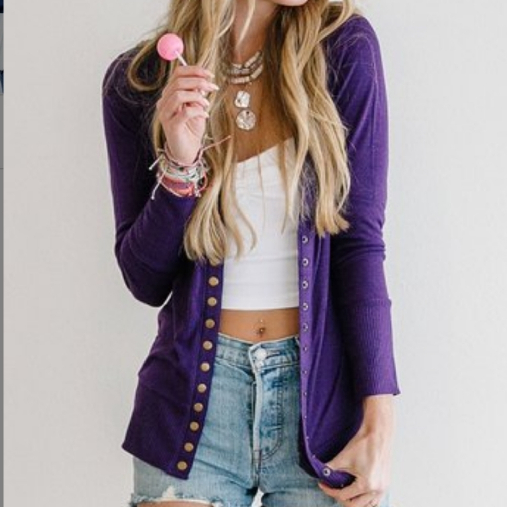 Plum cardigan sweater- S & M